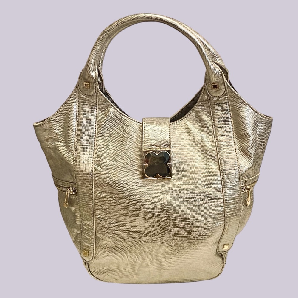 Liz Claiborne Metallic Gold Tote Shoulder Bag